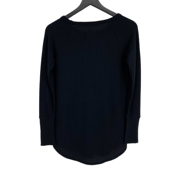 CHASER Waffle Knit Henley Thermal Black Long Sleeve Four Button Cuff Size S - Picture 9 of 16